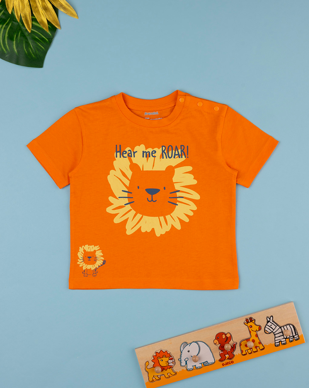βρεφικό t-shirt πορτοκαλί με λιονταράκια για αγόρι