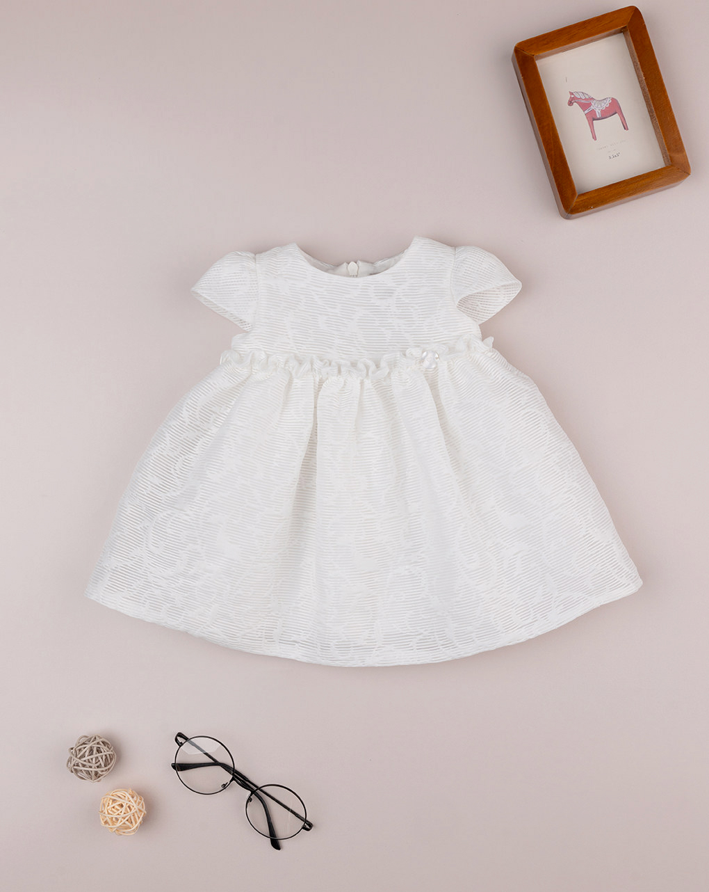 βρεφικό φόρεμα λευκό από οργάντζα για κορίτσι - Prénatal