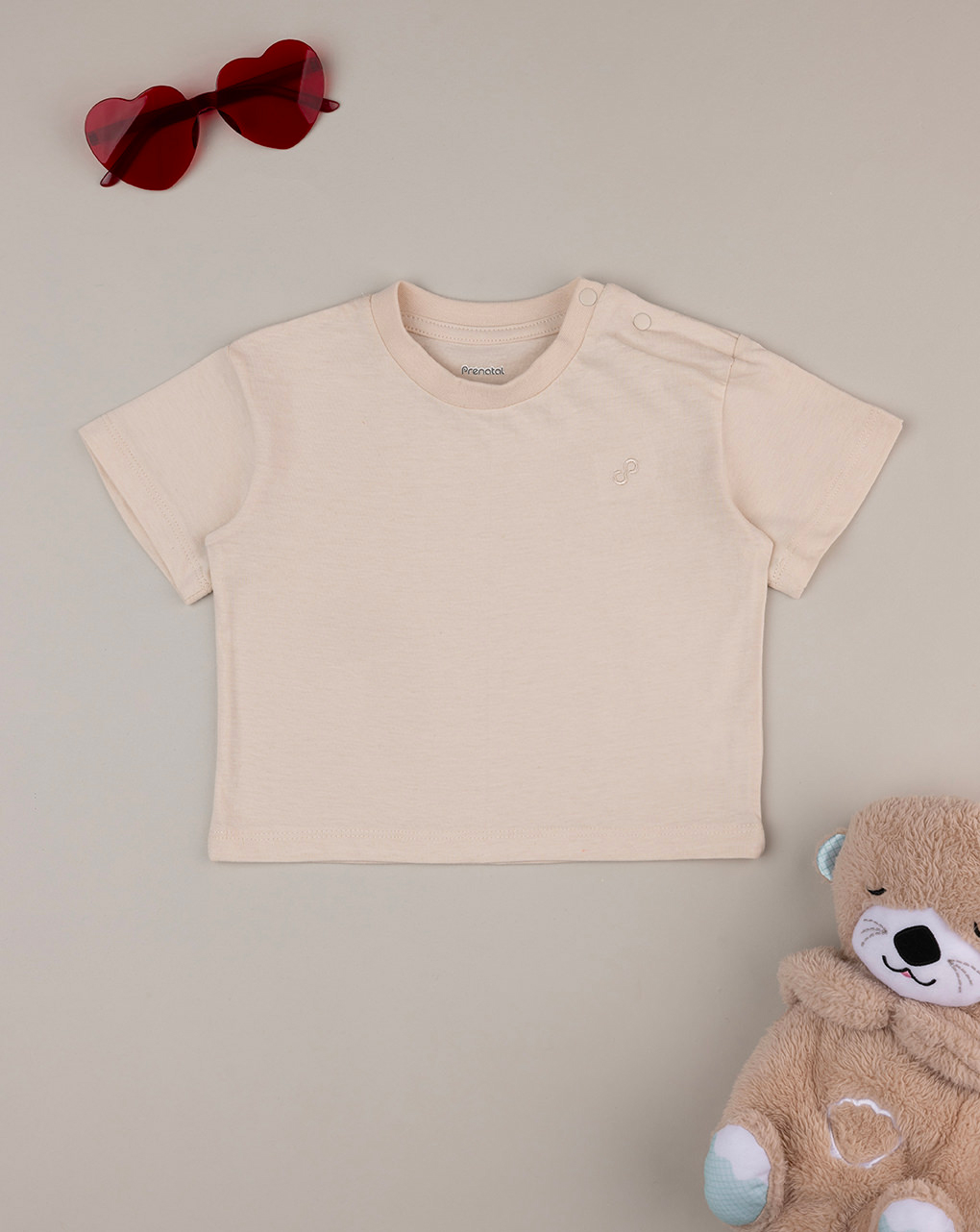 βρεφικό t-shirt basic μπεζ "άπειρο" για αγόρι