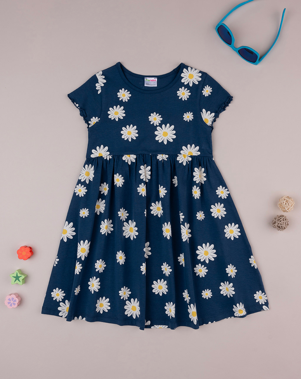 παιδικό φόρεμα μπλε με μαργαρίτες για κορίτσι