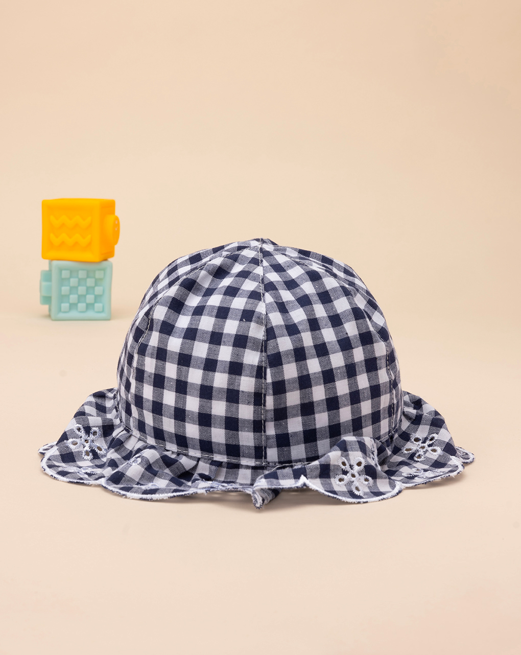 βρεφικό καπέλο καρό μπλε/λευκό για κορίτσι - Prénatal