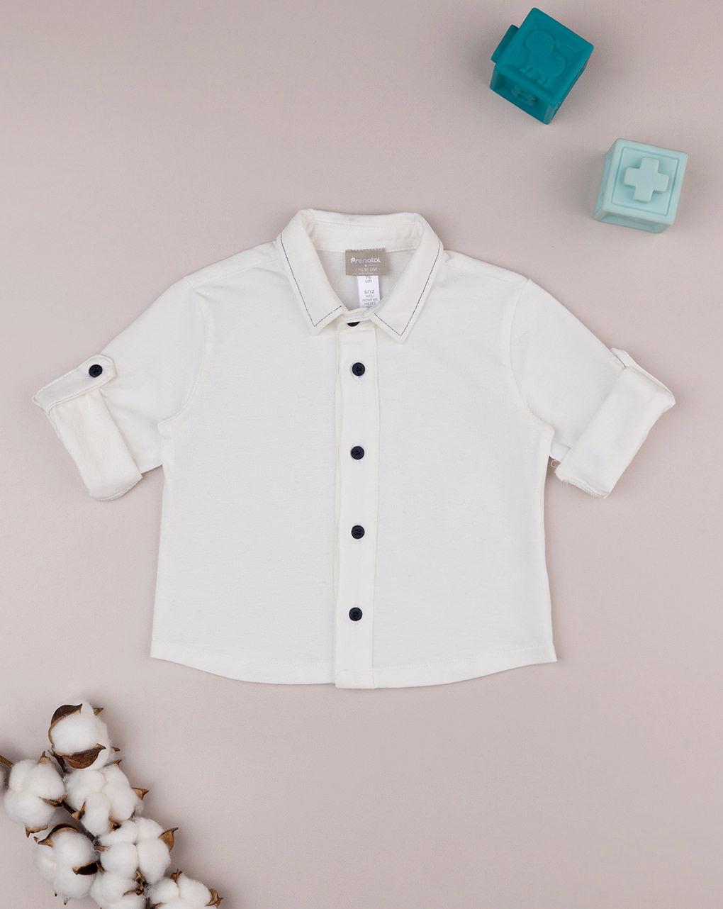 βρεφικό πουκάμισο λευκό ζέρσεϊ για αγόρι - Prénatal
