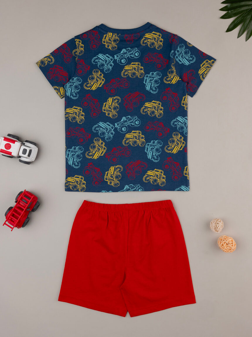 παιδική πιτζάμα μπλε/κόκκινη με οχήματα για αγόρι - Prénatal