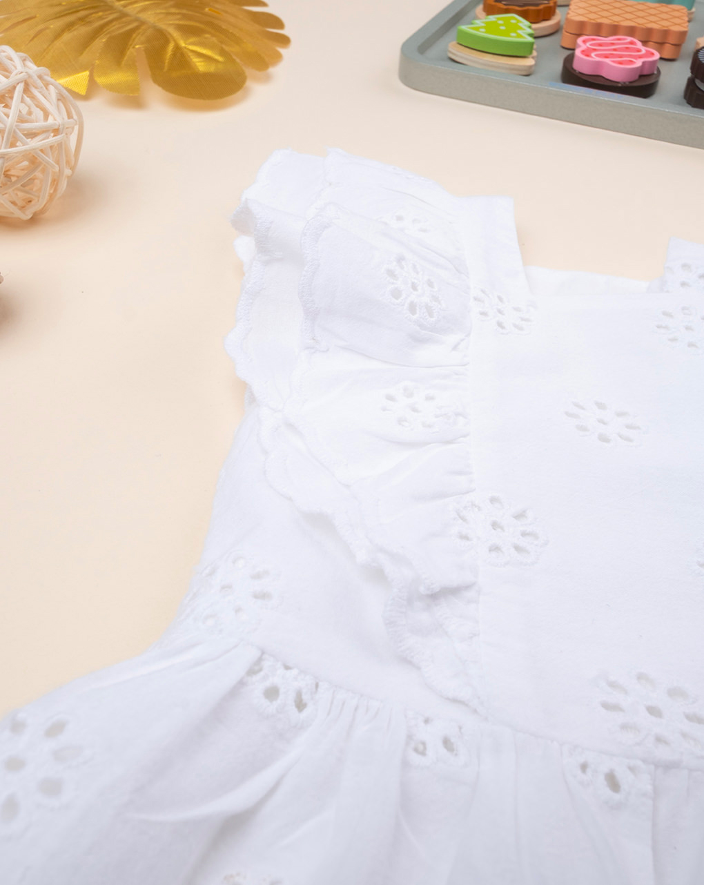 βρεφικό φόρεμα λευκό δαντέλα sangallo για κορίτσι - Prénatal