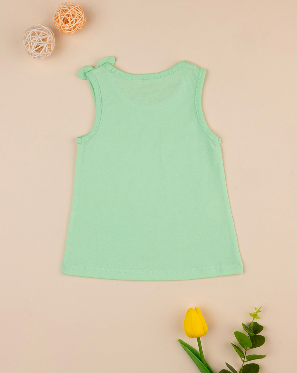 βρεφική αμάνικη μπλούζα πράσινη με μαργαρίτες για κορίτσι - Prénatal
