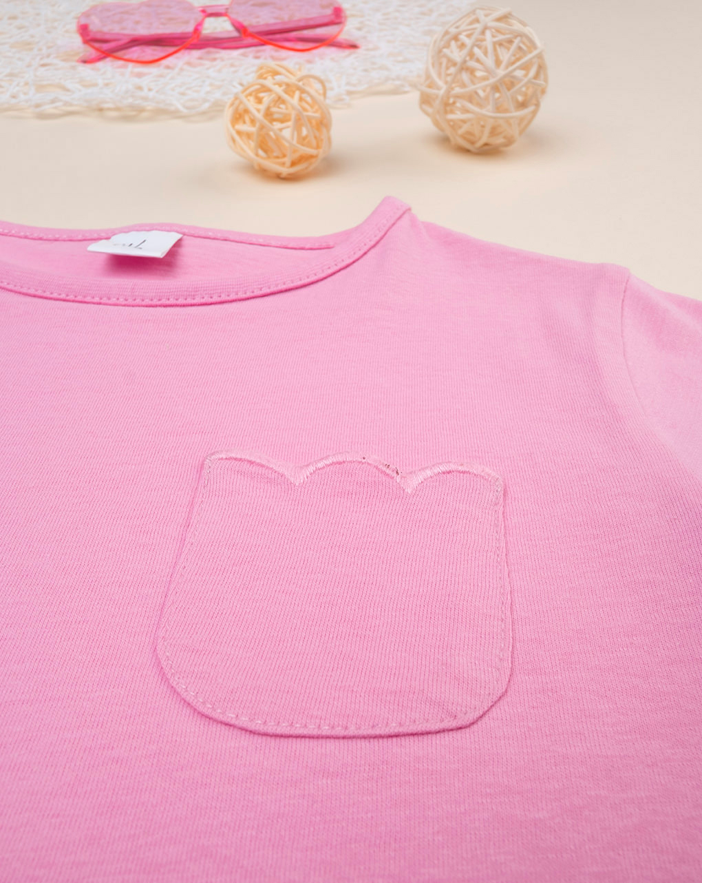 παιδικό t-shirt ροζ με τσέπη για κορίτσι - Prénatal