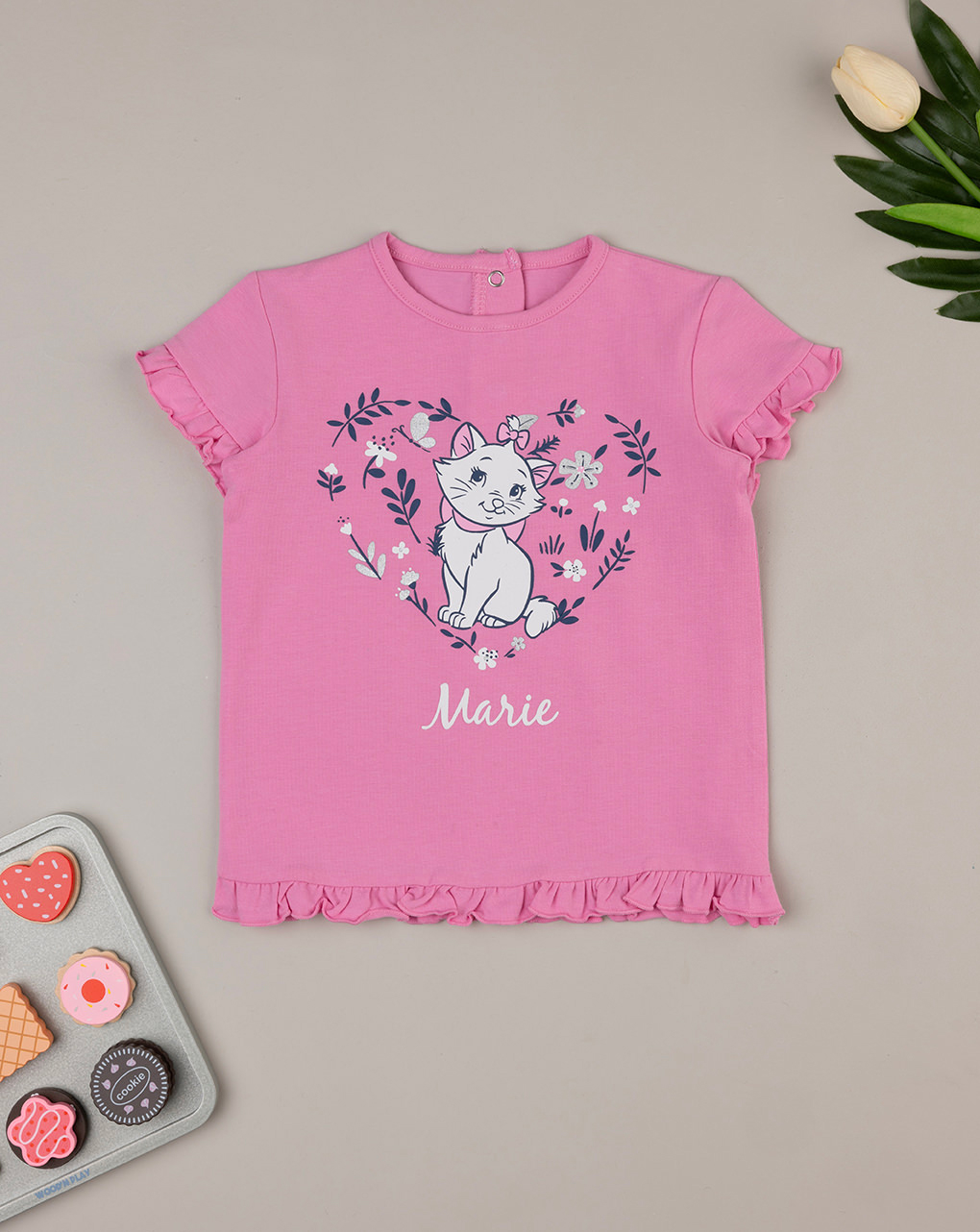 βρεφικό t-shirt ροζ με τη marie για κορίτσι