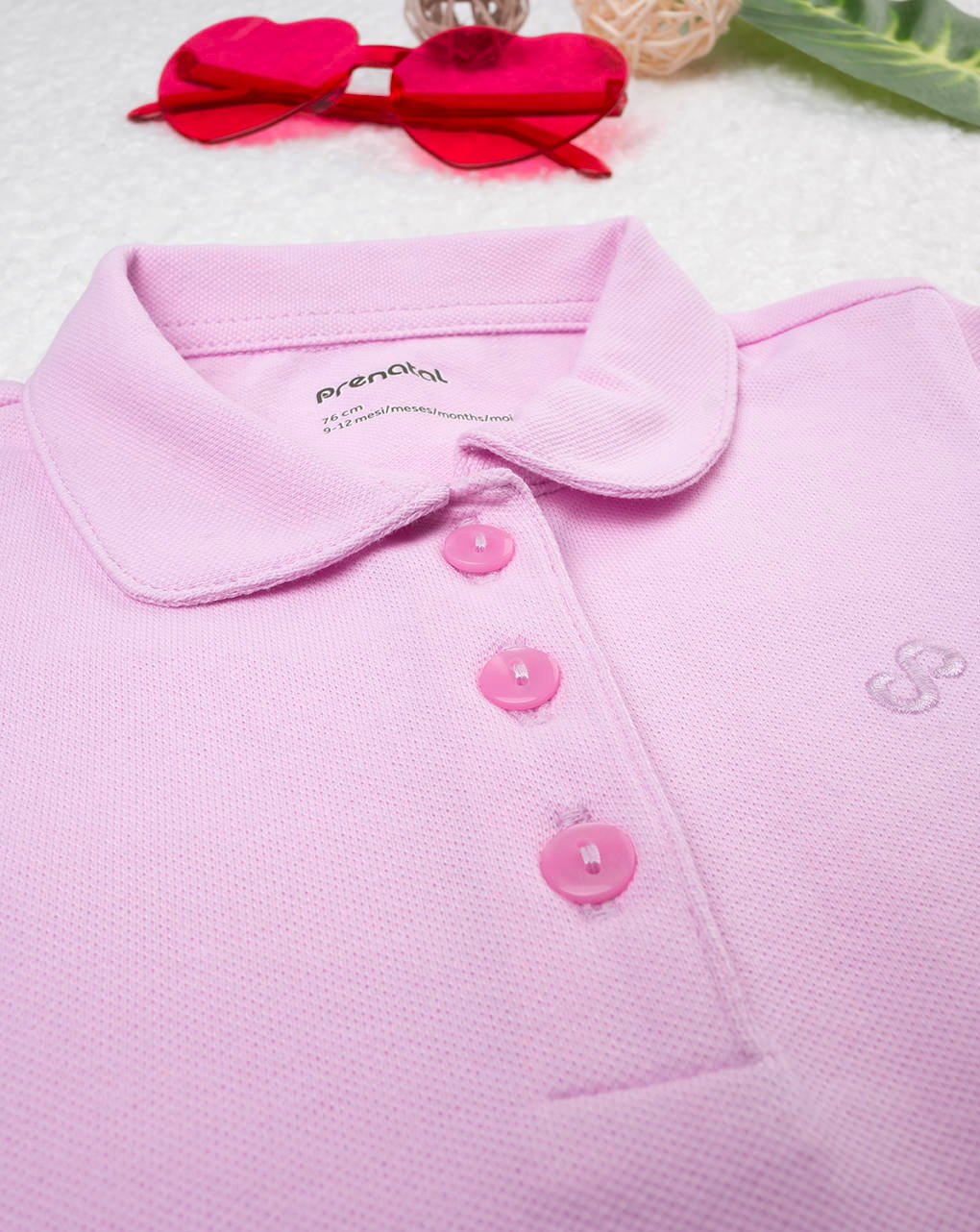 βρεφικό t-shirt πόλο ροζ "άπειρο" για κορίτσι - Prénatal