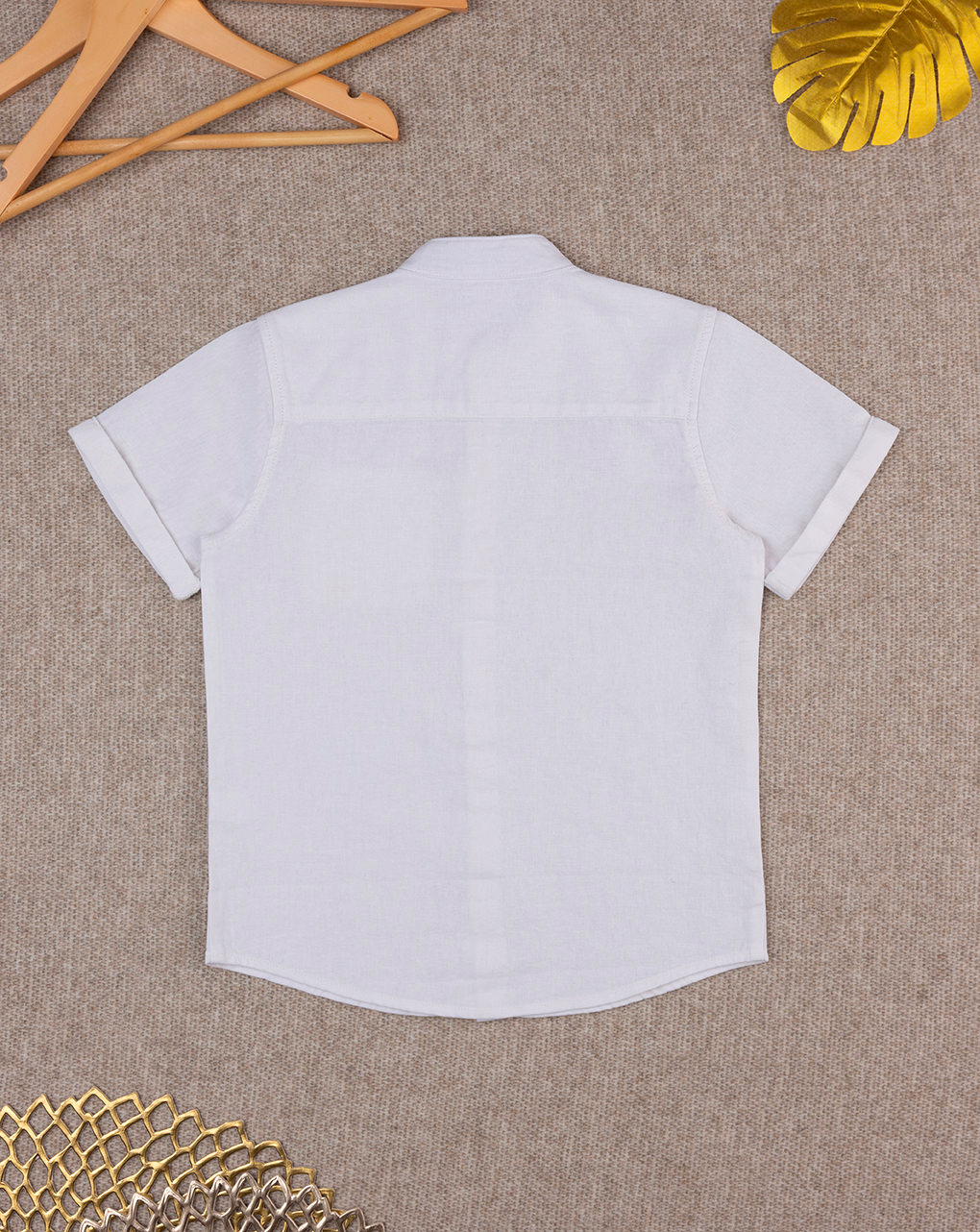 παιδικό πουκάμισο λινό λευκό για αγόρι - Prénatal