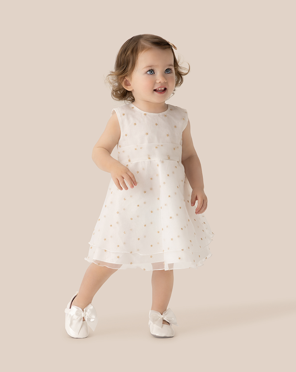 βρεφικό φόρεμα λευκό με αστεράκια για κορίτσι - Prénatal