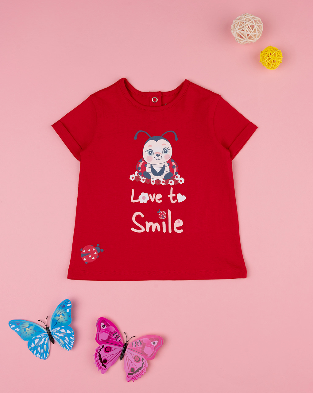 βρεφικό t-shirt κόκκινο love to smile για κορίτσι
