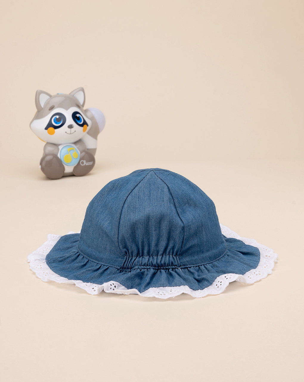 βρεφικό καπέλο denim chambray με δαντέλα για κορίτσι - Prénatal