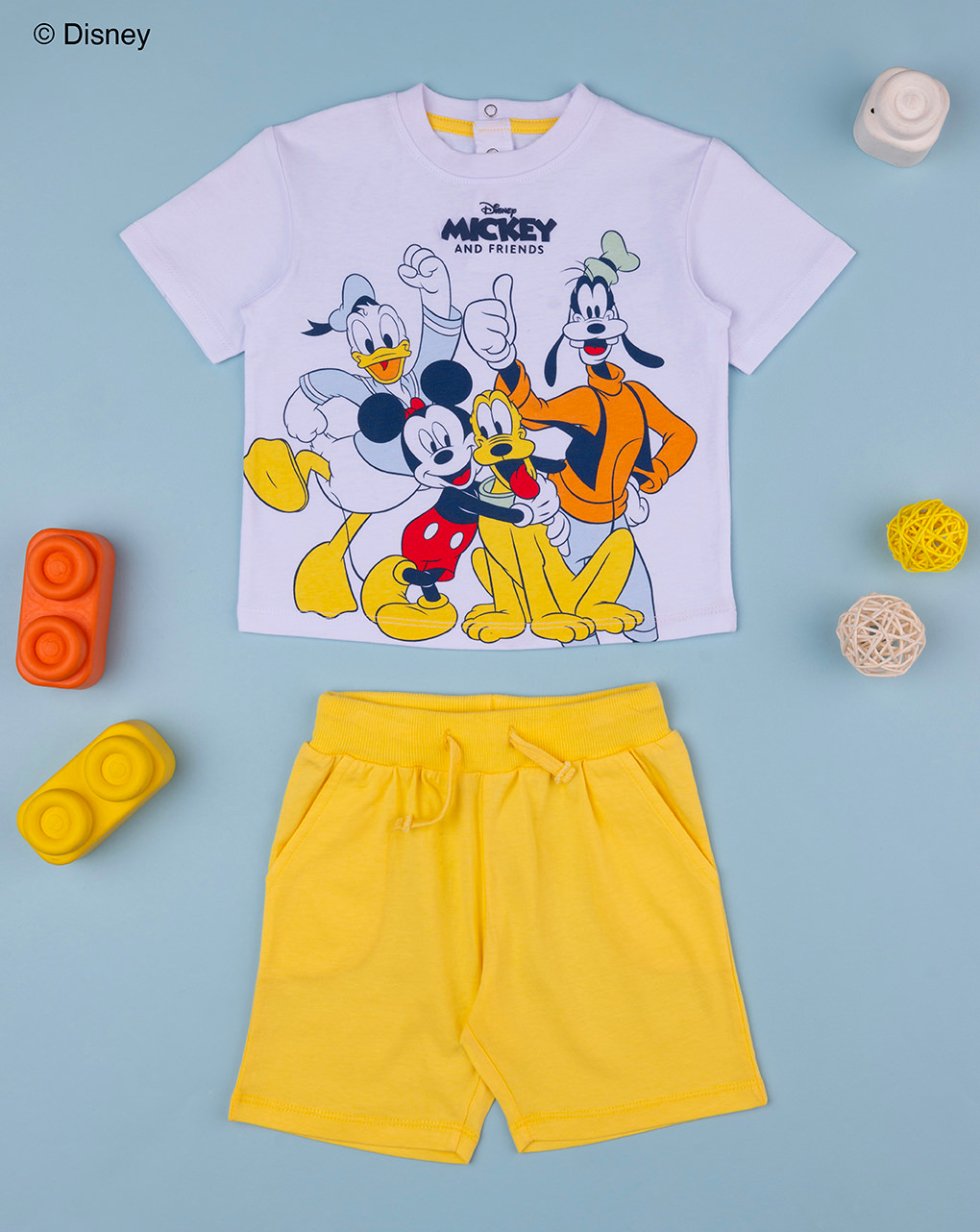 βρεφικό σετ t-shirt και σορτσάκι mickey&friends για αγόρι