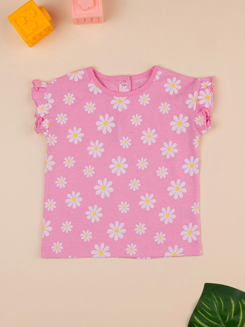 βρεφικό t-shirt ροζ με μαργαρίτες για κορίτσι - Prénatal