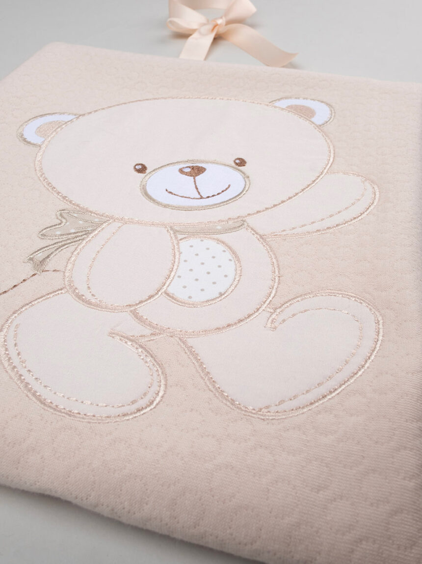 καλοκαιρινή κουβέρτα για λίκνο/πορτ-μπεμπέ μπεζ με αρκουδάκι - Prénatal