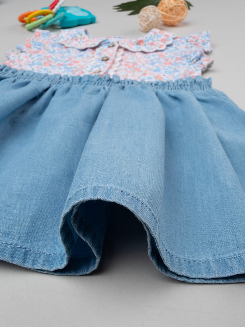 βρεφικό φόρεμα φλοράλ τζιν για κορίτσι - Prénatal