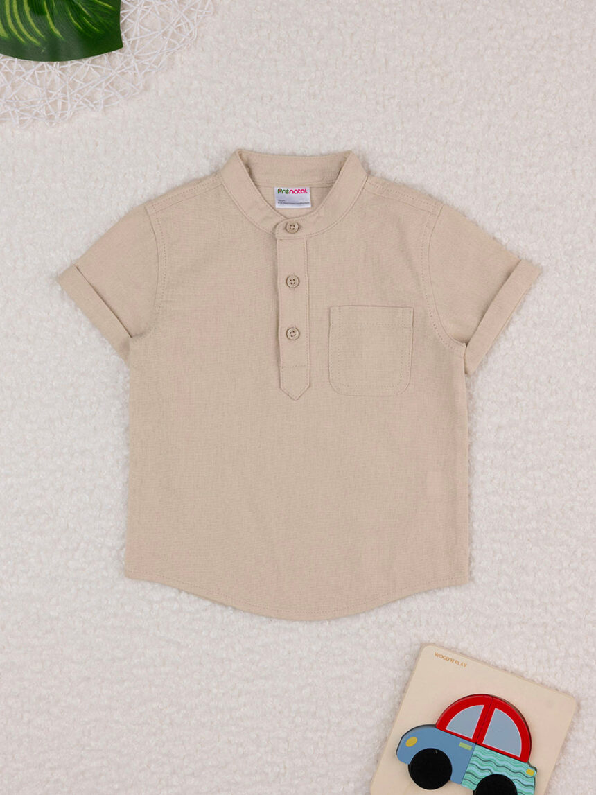 βρεφικό t-shirt πόλο λινό μπεζ για αγόρι - Prénatal