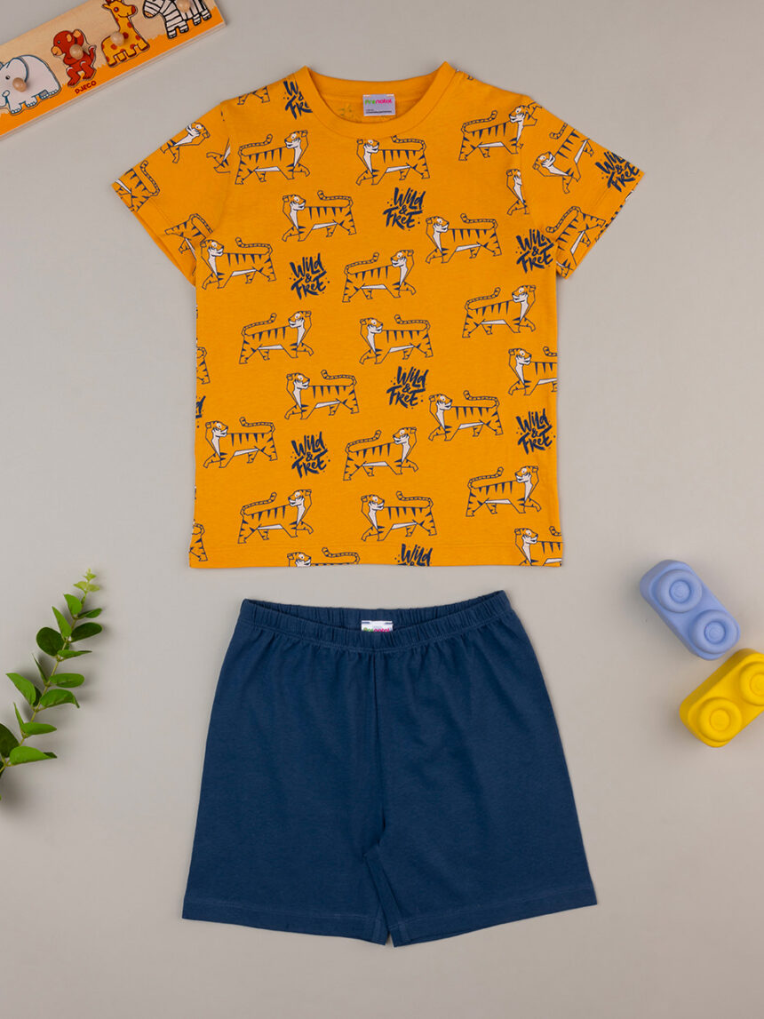 παιδική πιτζάμα πορτοκαλί/μπλε με τίγρεις για αγόρι - Prénatal