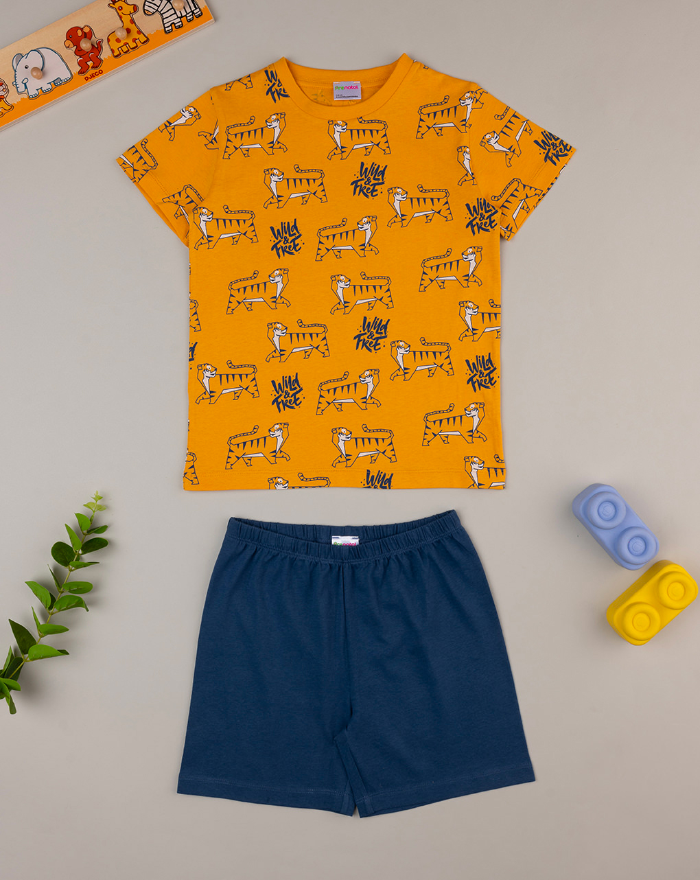 παιδική πιτζάμα πορτοκαλί/μπλε με τίγρεις για αγόρι