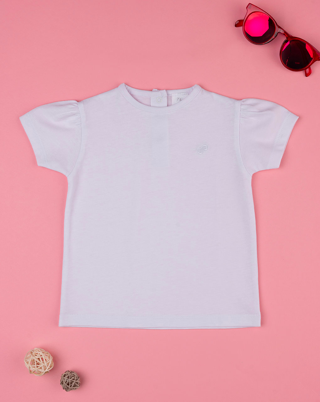 βρεφικό t-shirt λευκό basic "άπειρο" για κορίτσι