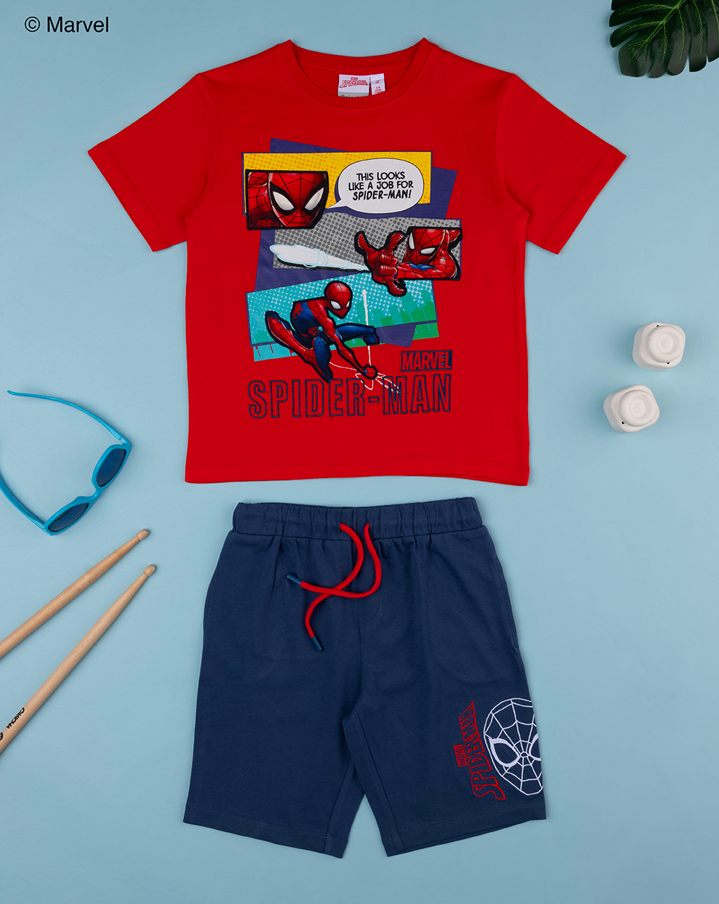 παιδικό σετ t-shirt και σορτσάκι spiderman για αγόρι