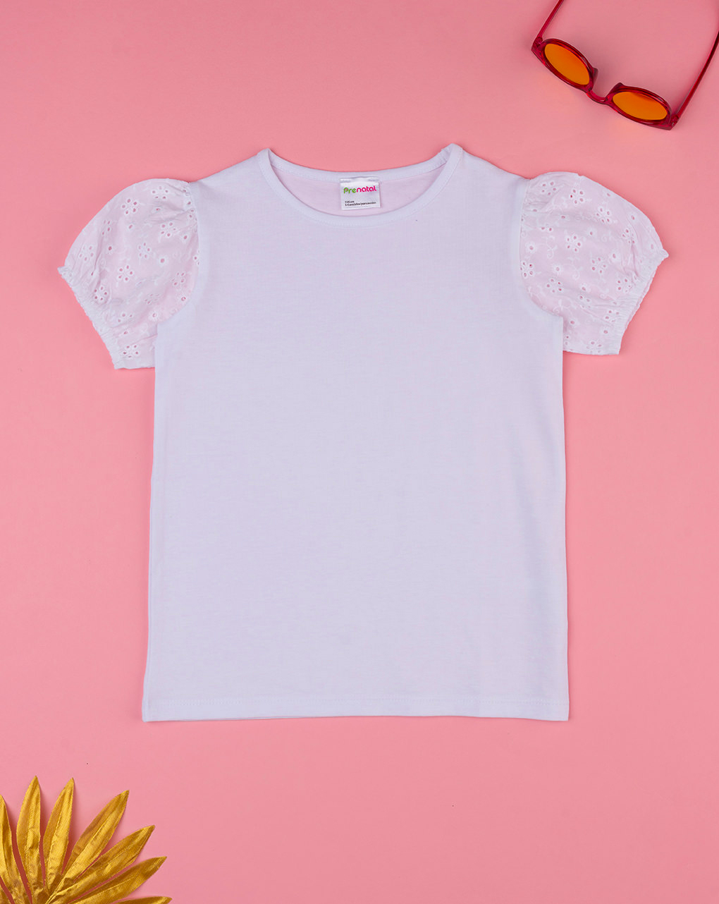 παιδικό t-shirt λευκό με δαντέλα για κορίτσι - Prénatal