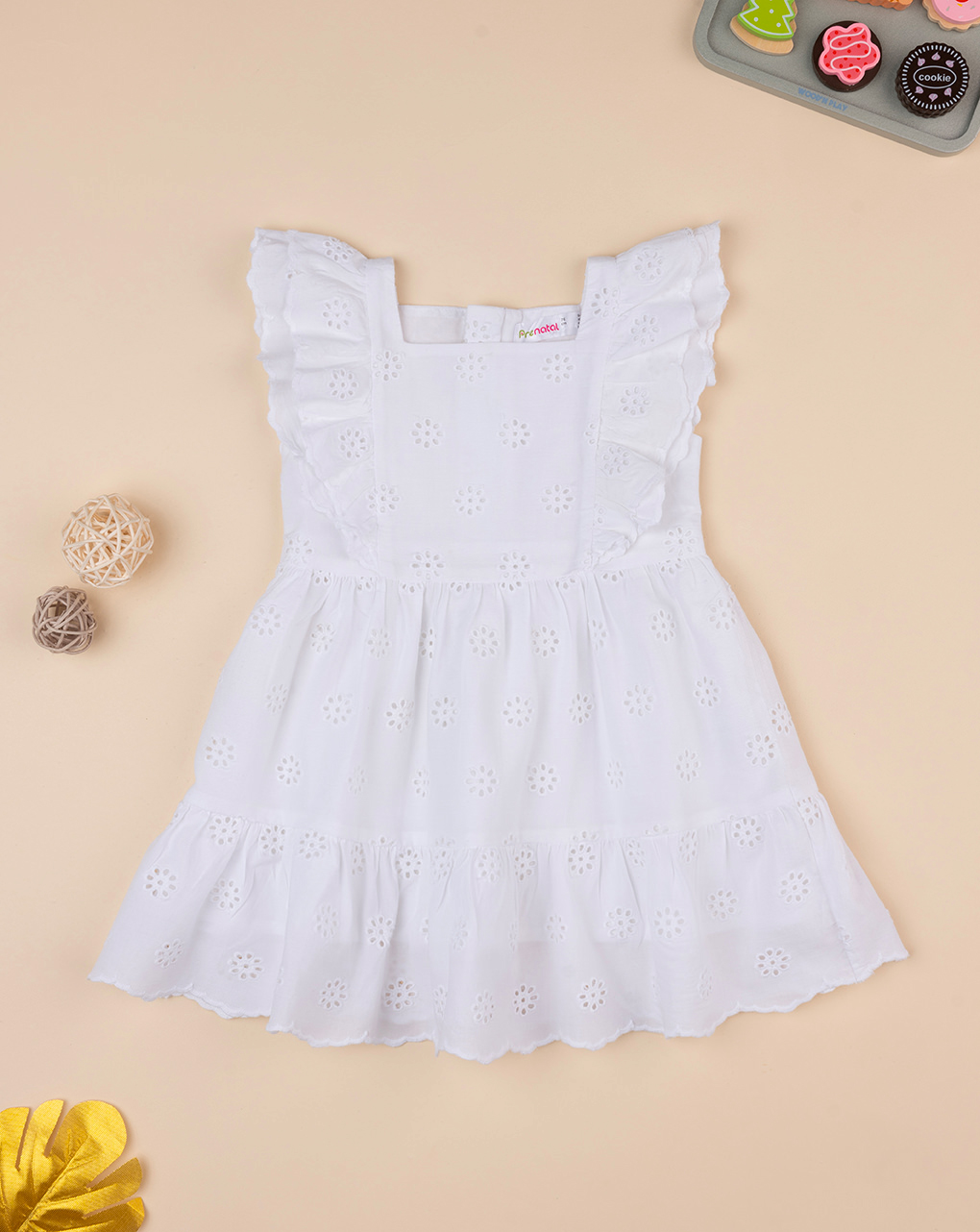 βρεφικό φόρεμα λευκό δαντέλα sangallo για κορίτσι - Prénatal