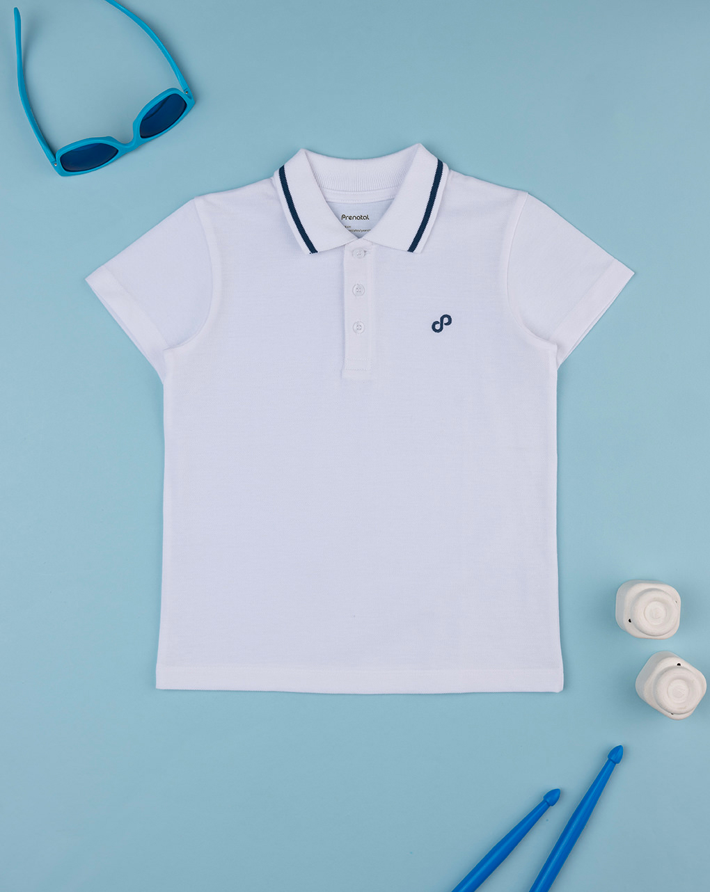παιδικό t-shirt πόλο λευκό "άπειρο" για αγόρι - Prénatal