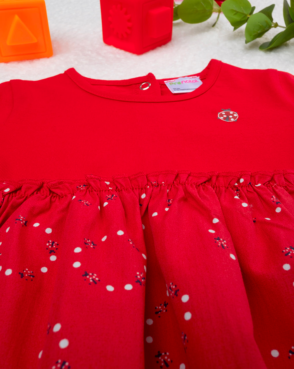 βρεφικό φόρεμα κόκκινο με πασχαλίτσες για κορίτσι - Prénatal