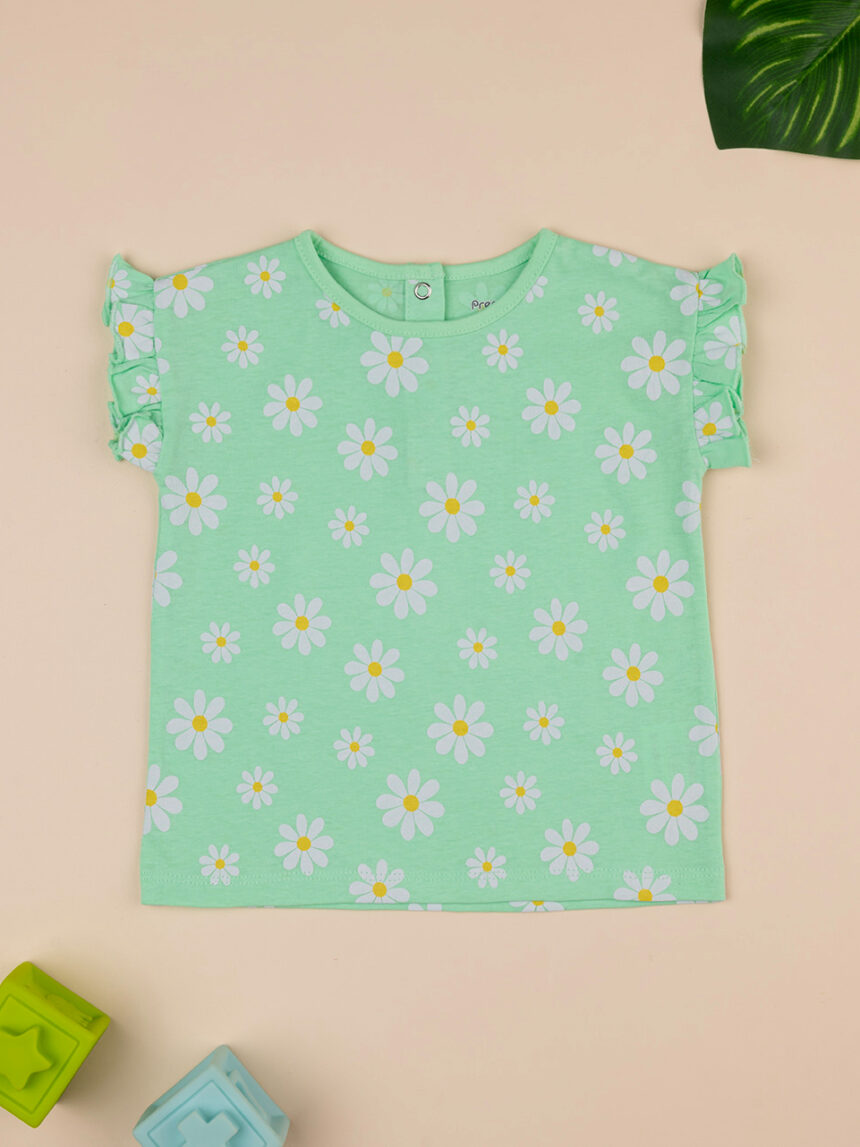 βρεφικό t-shirt πράσινο με μαργαρίτες για κορίτσι - Prénatal