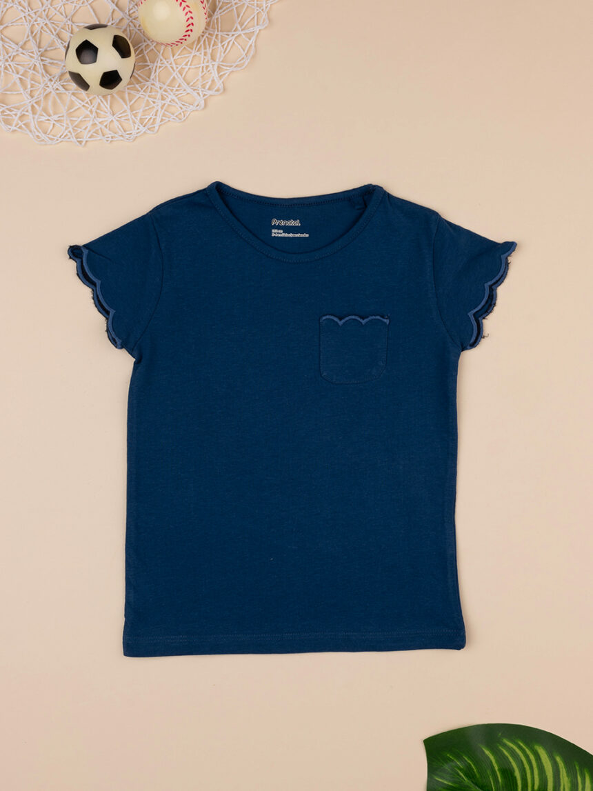 παιδικό t-shirt μπλε με τσέπη για κορίτσι - Prénatal