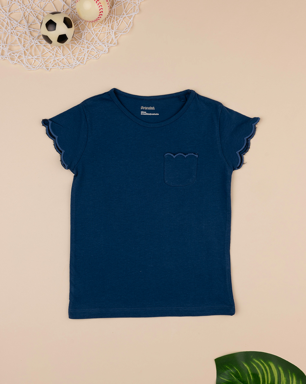 παιδικό t-shirt μπλε με τσέπη για κορίτσι