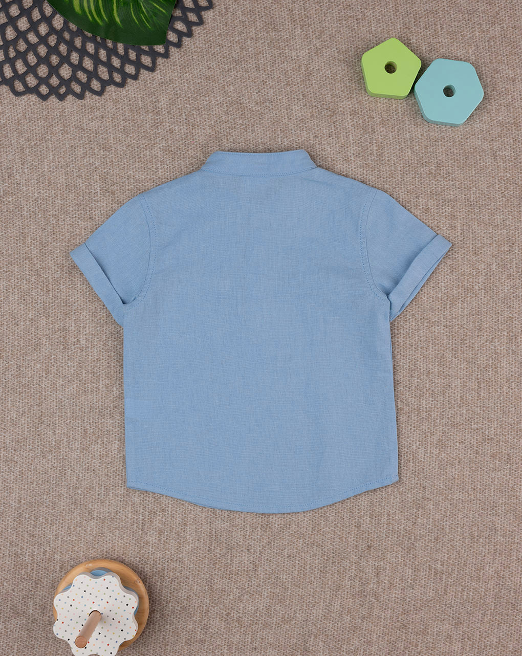 βρεφικό t-shirt πόλο λινό γαλάζιο για αγόρι - Prénatal