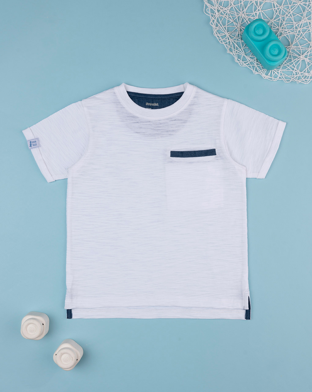 παιδικό t-shirt λευκό με τσέπη για αγόρι - Prénatal