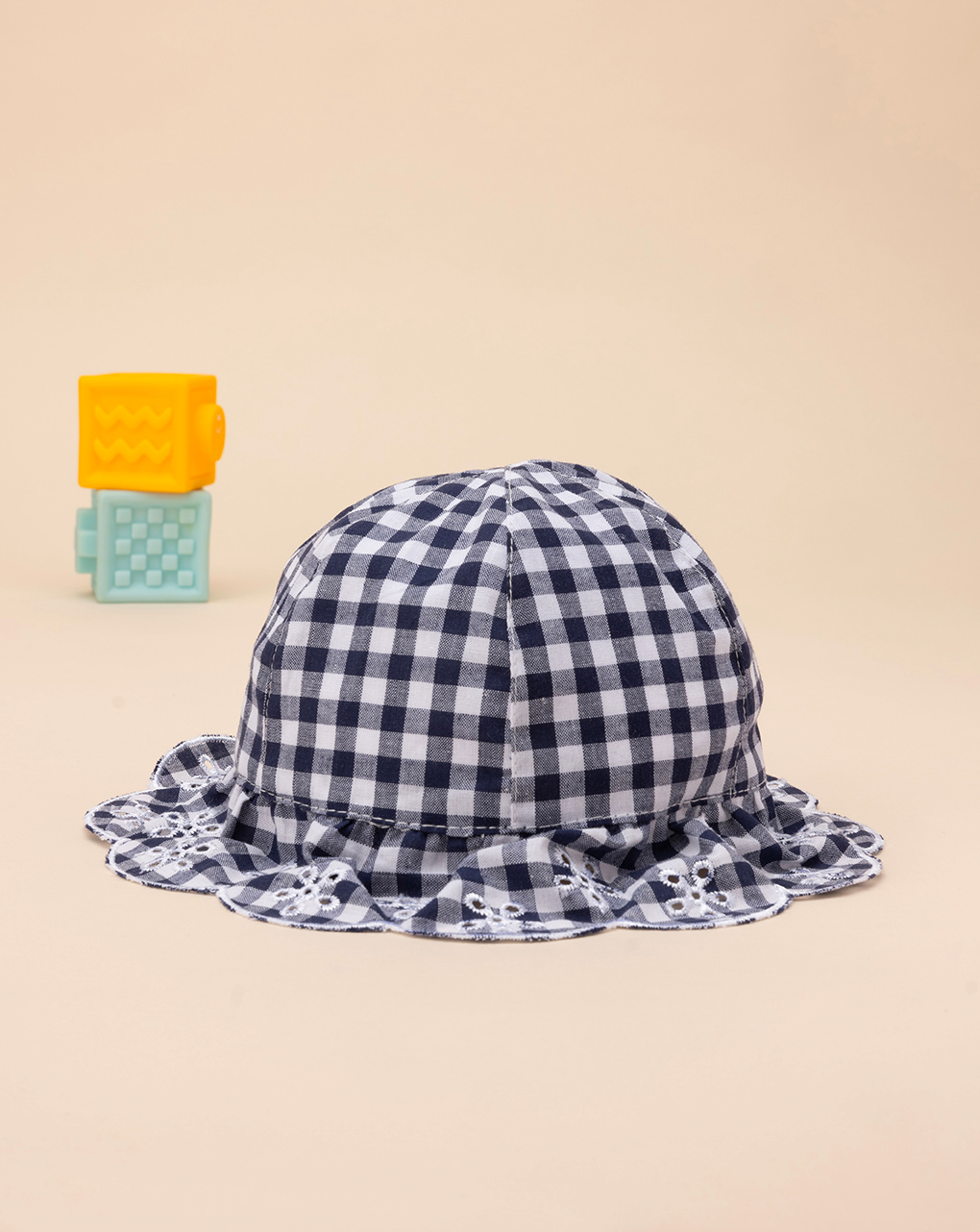 βρεφικό καπέλο καρό μπλε/λευκό για κορίτσι