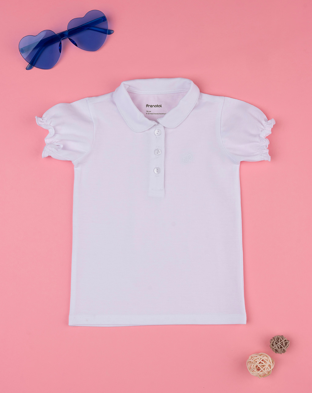 βρεφικό t-shirt πόλο λευκό "άπειρο" για κορίτσι