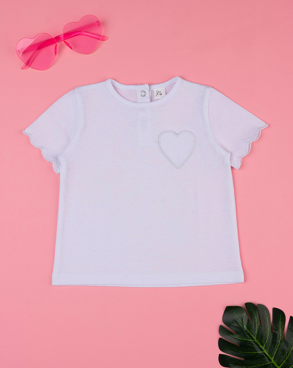 βρεφικό t-shirt λευκό με patch καρδούλα για κορίτσι - Prénatal
