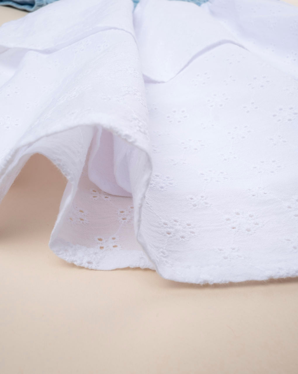παιδικό φόρεμα τζιν/λευκό δαντέλα sangallo για κορίτσι - Prénatal