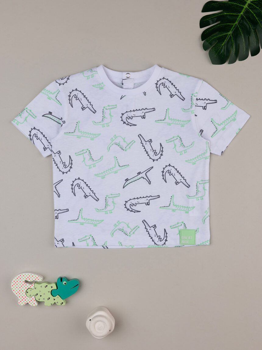 βρεφικό t-shirt λευκό με δεινόσαυρους για αγόρι - Prénatal