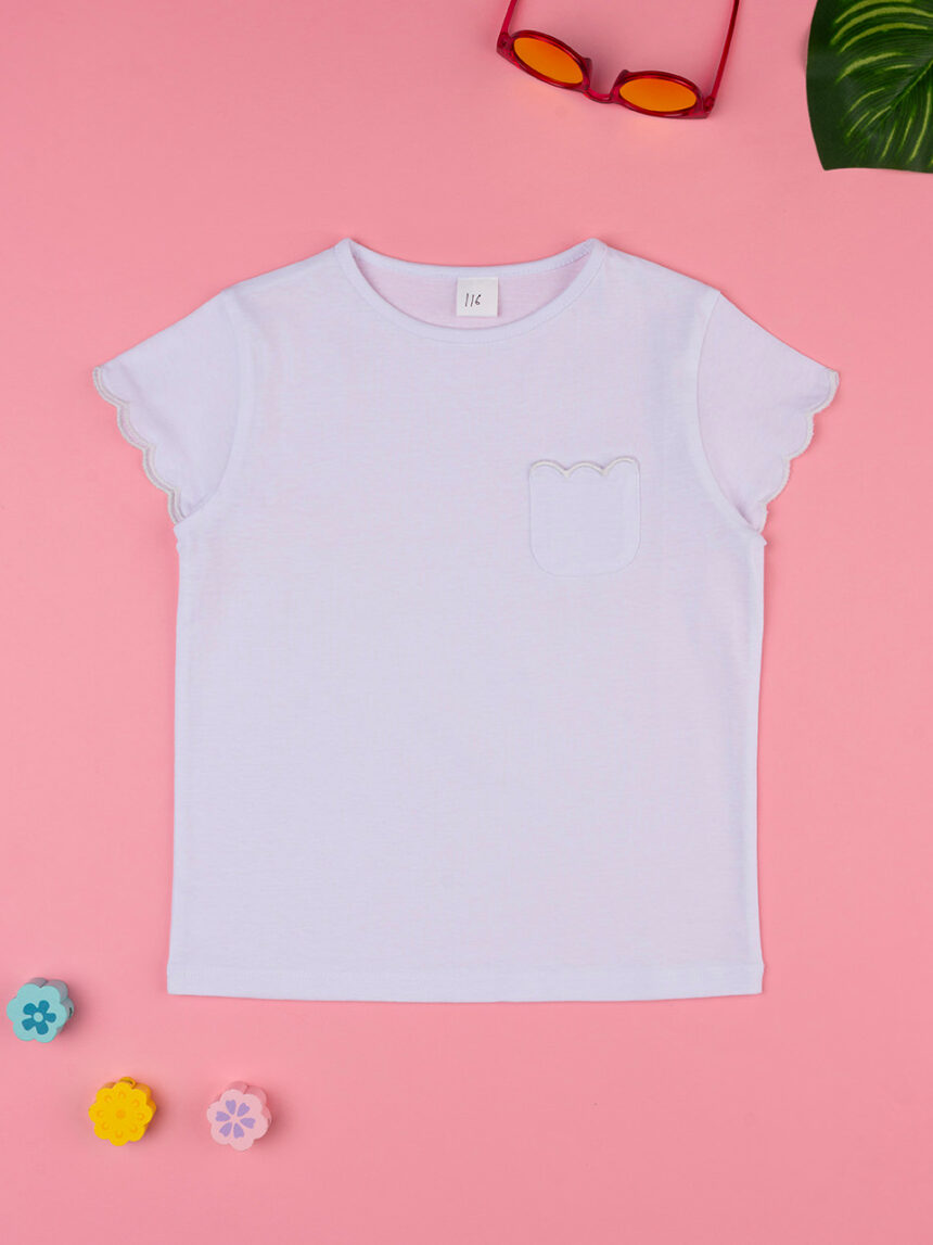 παιδικό t-shirt λευκό με τσέπη για κορίτσι - Prénatal