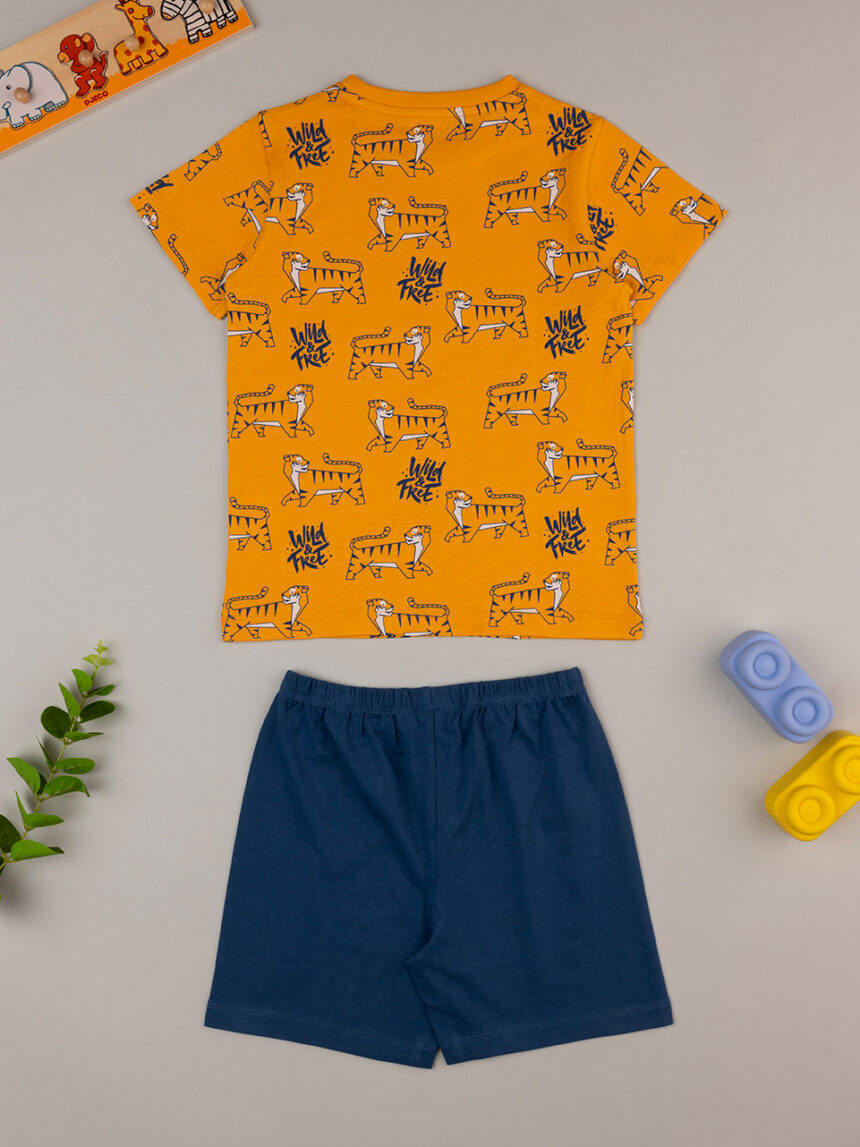 παιδική πιτζάμα πορτοκαλί/μπλε με τίγρεις για αγόρι - Prénatal