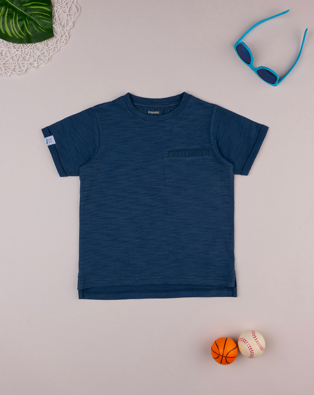 παιδικό t-shirt μπλε με τσέπη για αγόρι - Prénatal