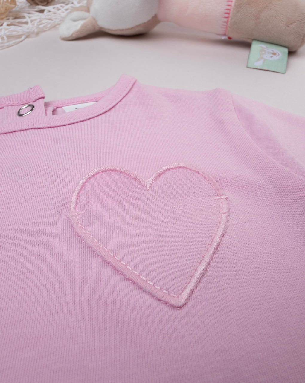 βρεφικό t-shirt ροζ με patch καρδούλα για κορίτσι - Prénatal