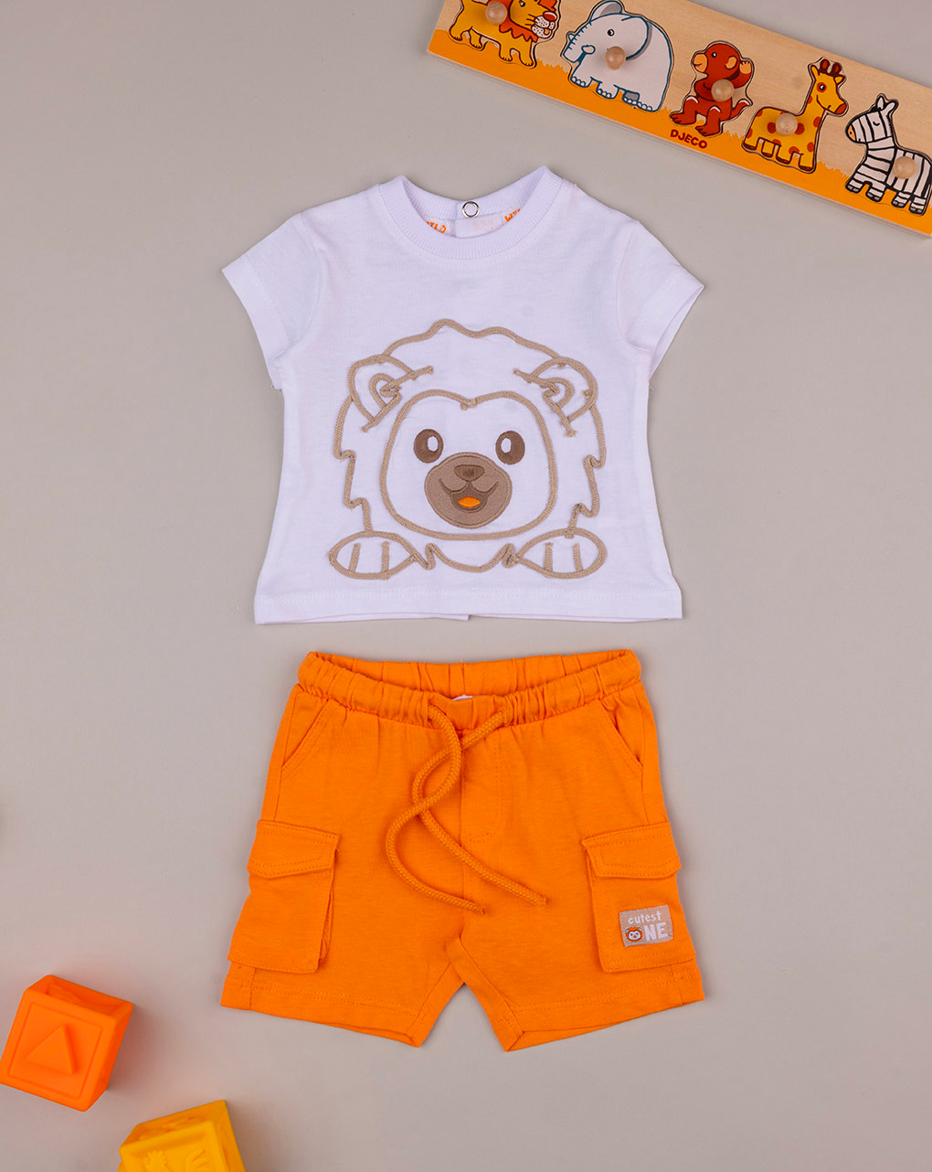 βρεφικό σετ t-shirt και σορτσάκι με λιονταράκι για αγόρι - Prénatal