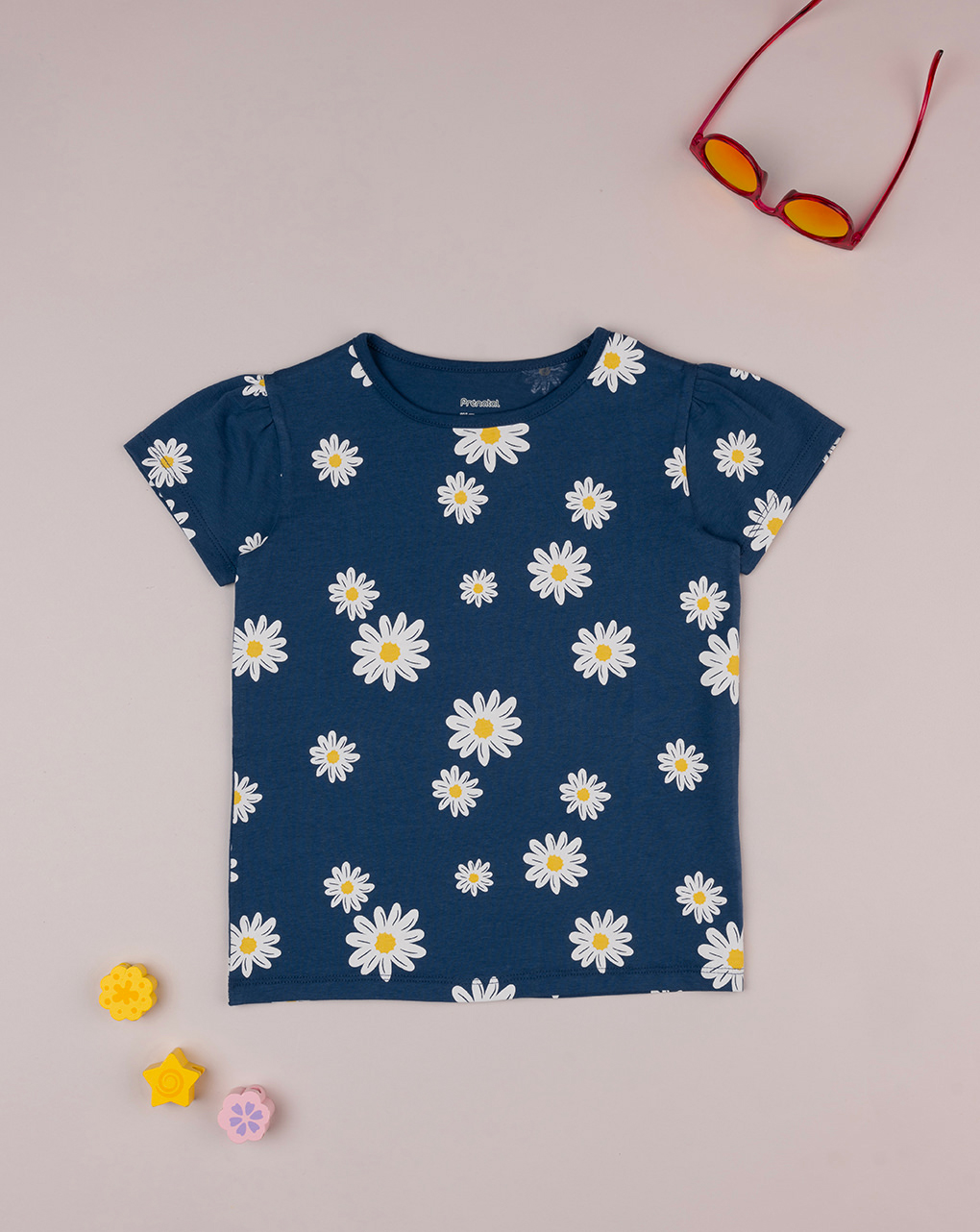 παιδικό t-shirt μπλε με μαργαρίτες για κορίτσι - Prénatal