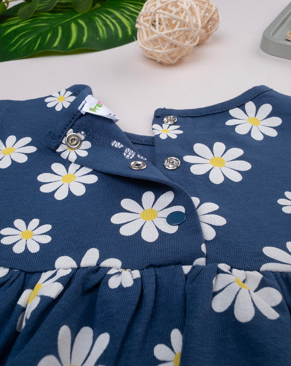 βρεφικό φόρεμα μπλε με μαργαρίτες για κορίτσι - Prénatal
