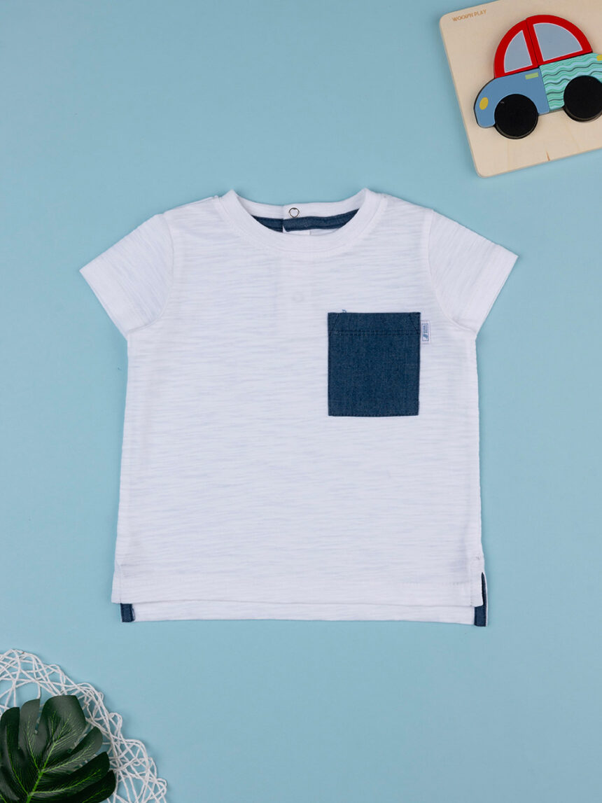 βρεφικό t-shirt λευκό με τσέπη για αγόρι - Prénatal