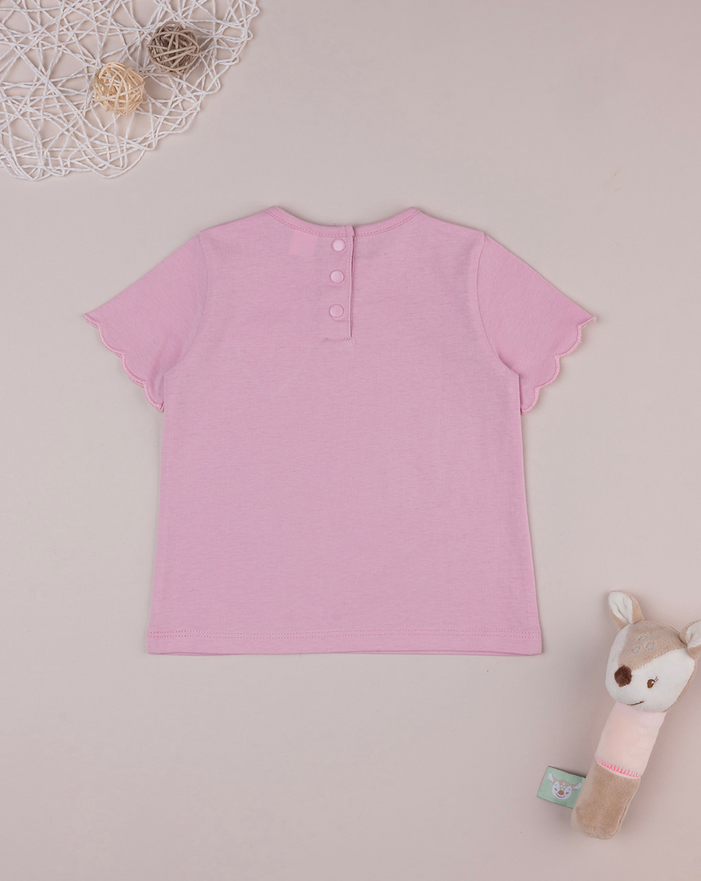 βρεφικό t-shirt ροζ με patch καρδούλα για κορίτσι - Prénatal