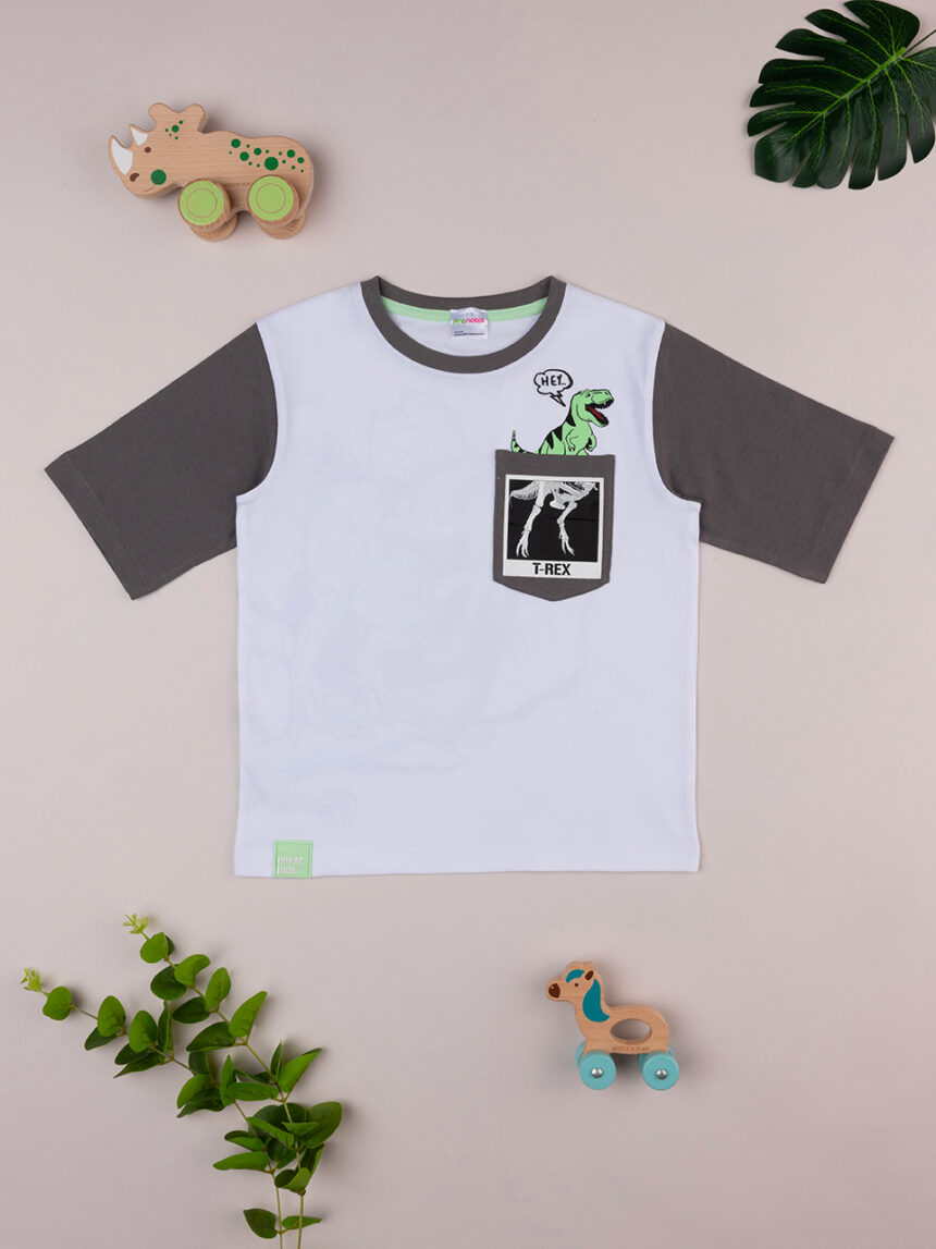 παιδικό t-shirt λευκό t-rex για αγόρι - Prénatal