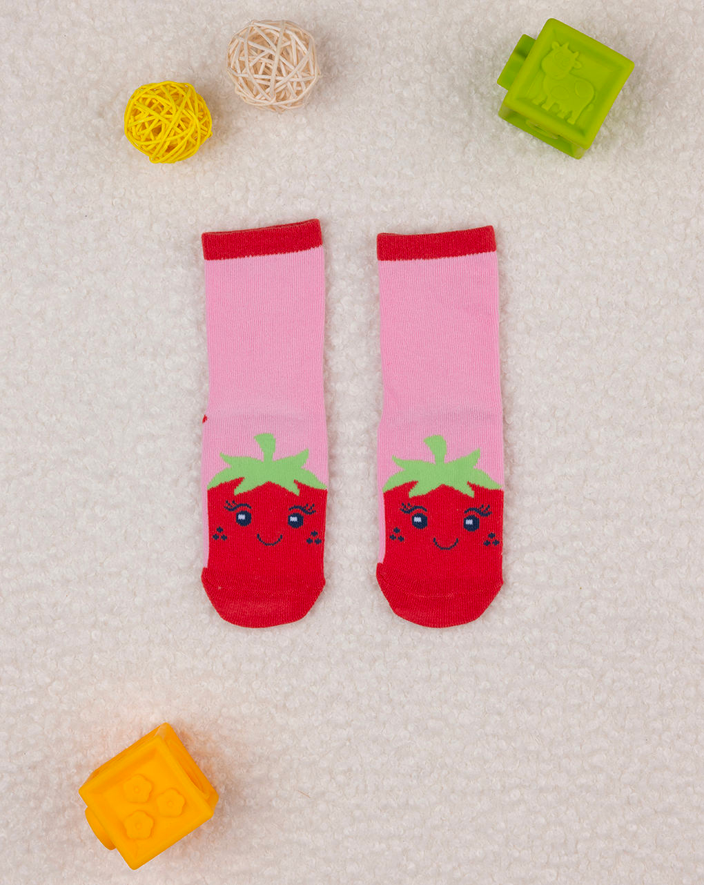παιδικές αντιολισθητικές κάλτσες με φράουλα για κορίτσι